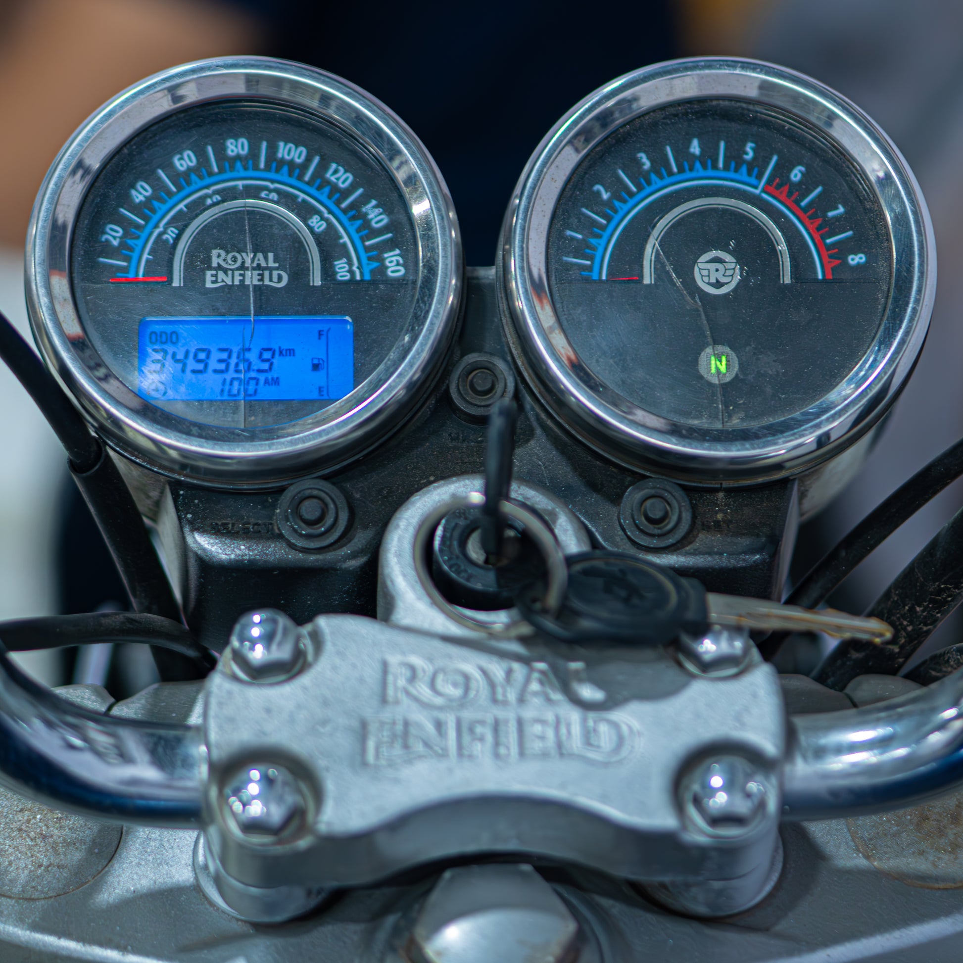 Royal Enfield Thunderbird motorcycle from BikeDilwado, showcasing the classic design, chrome details, and comfortable riding posture.