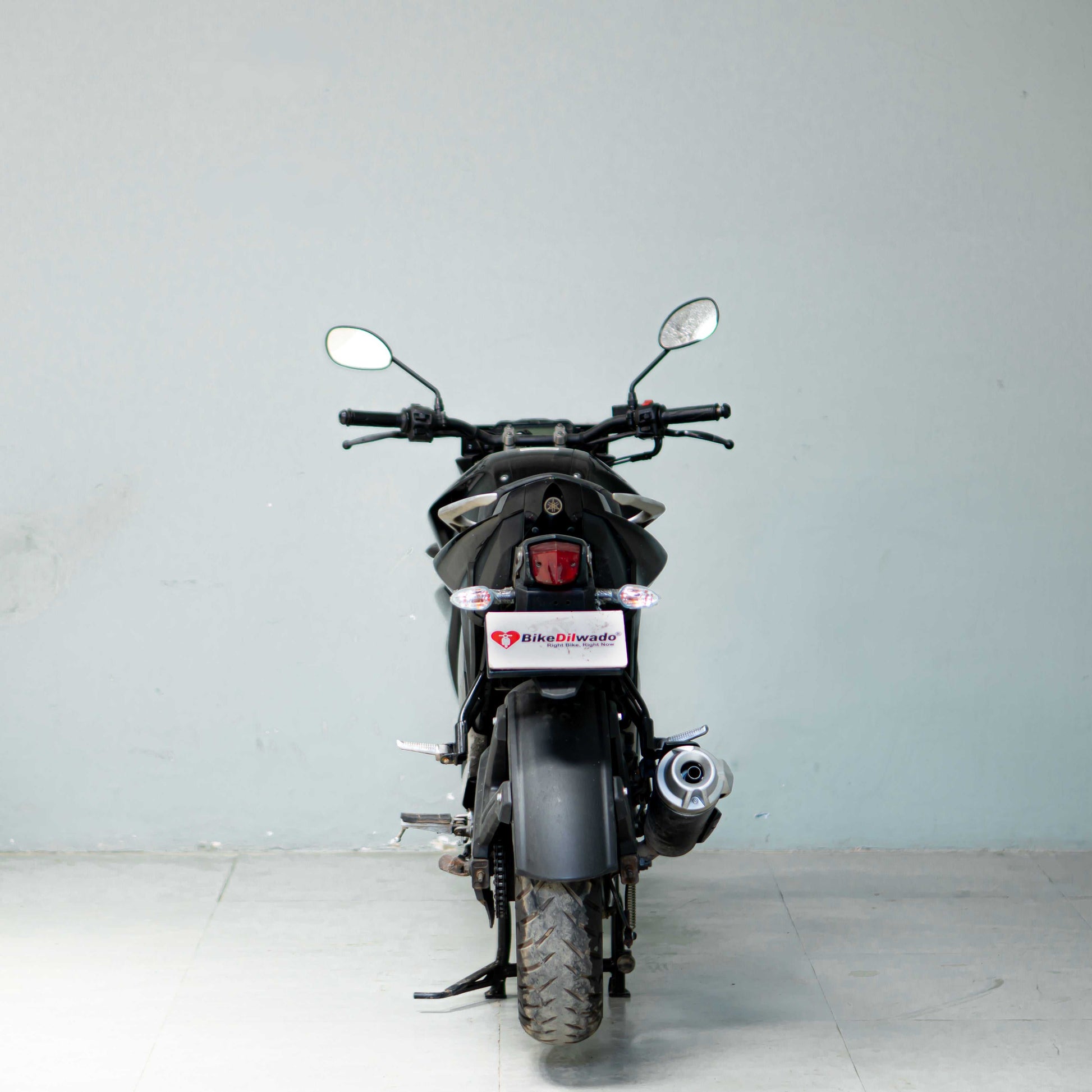 Rear view Yamaha FZ used bike Gurgaon tail light and rear tyre condition