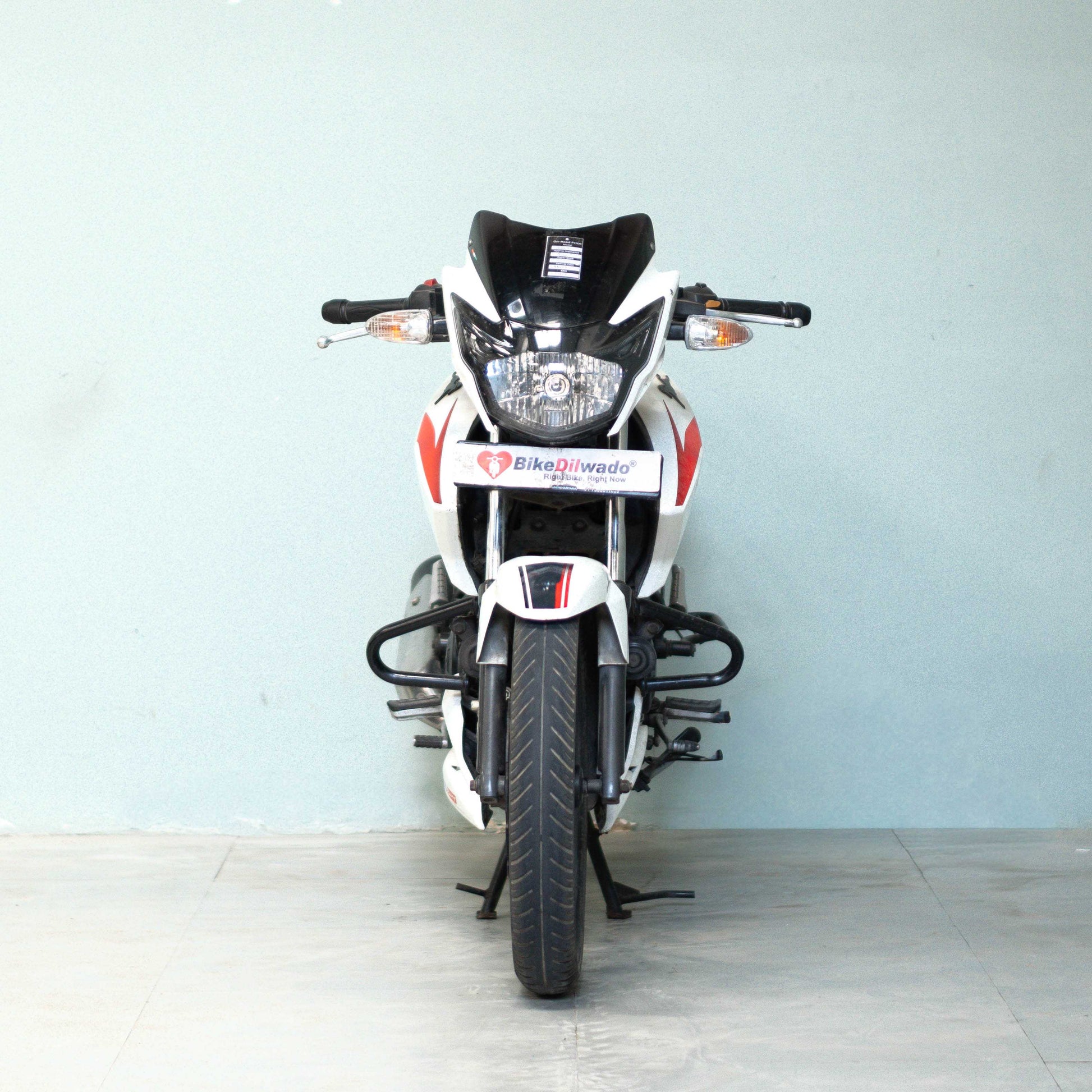 Motorcycle with visible branding on a light blue background TVS Apache RTR 160 4V Used Bike for Sale in Gurgaon