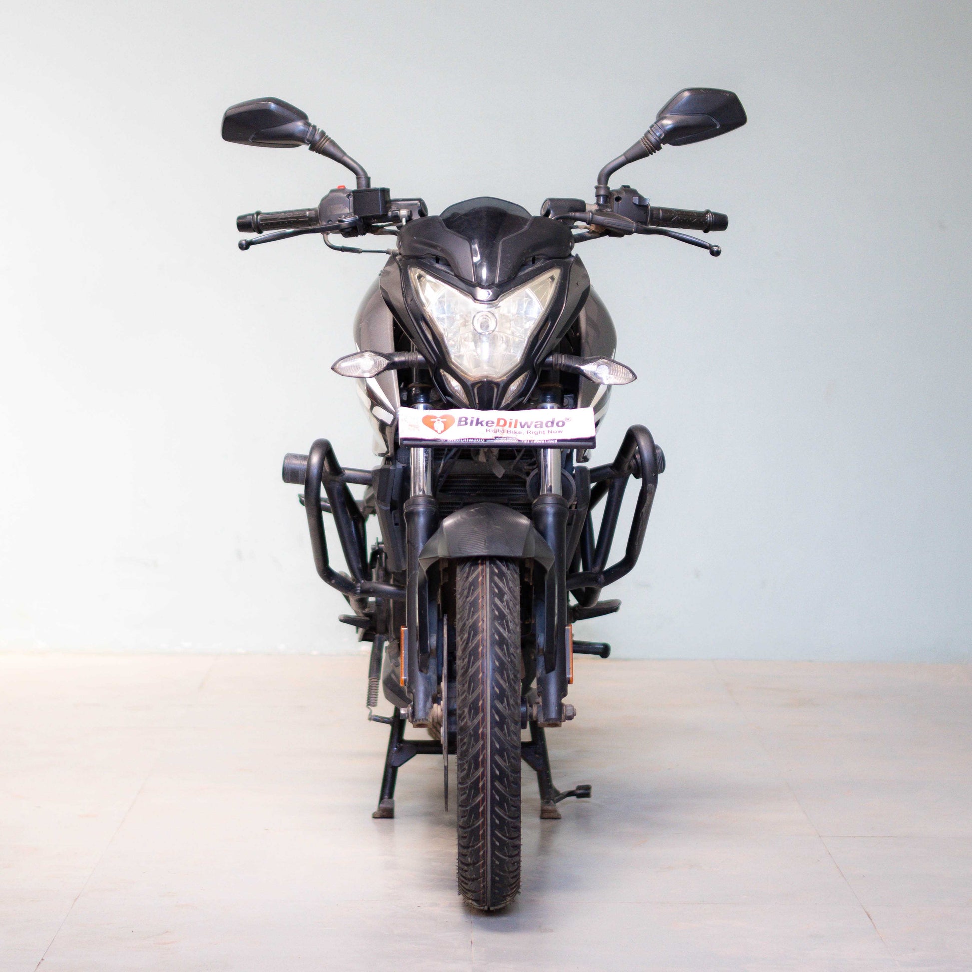 Black motorcycle on a white background
