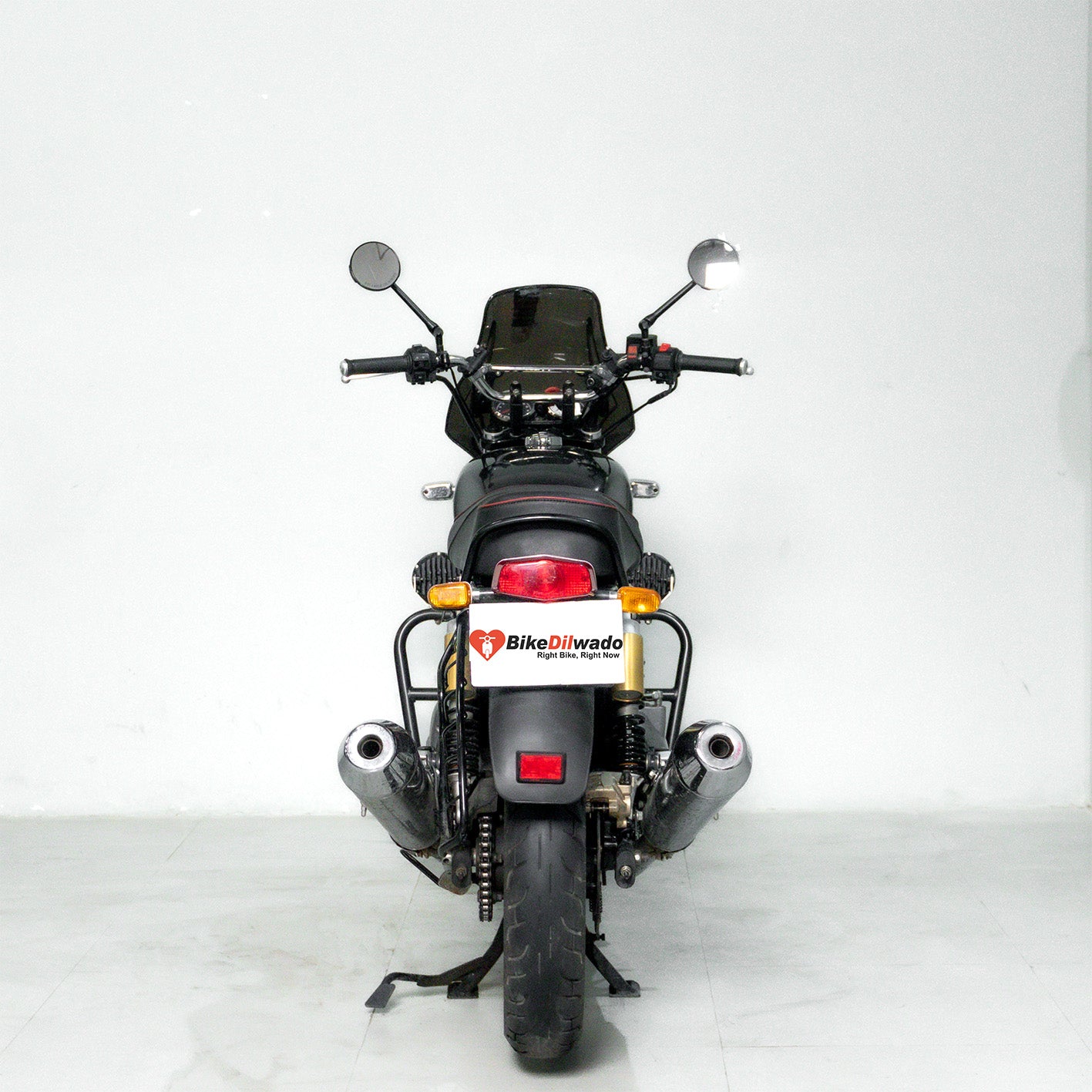 Motorcycle with visible branding on a white background