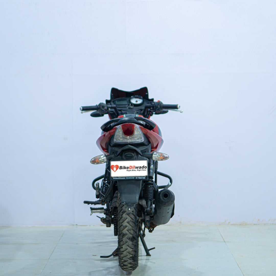 TVS Apache 160 motorcycle from BikeDilwado, side view showing the sporty design and vibrant blue color.