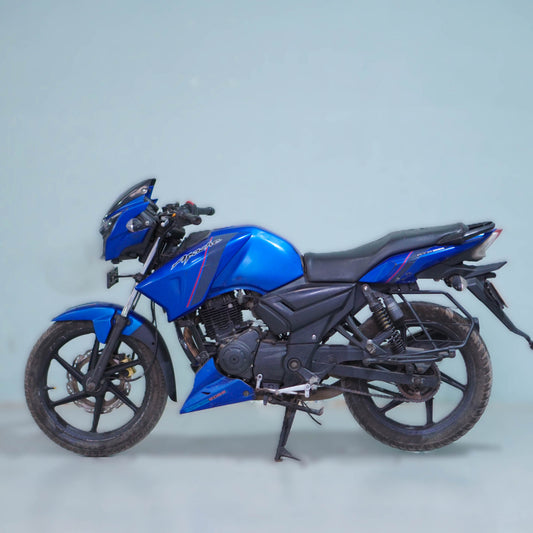 TVS Apache 160 motorcycle from BikeDilwado featuring a sleek black design and sporty riding position.